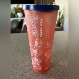 STARBUCKS 2018 Matte Coral Pink Cactus RARE Tumbler